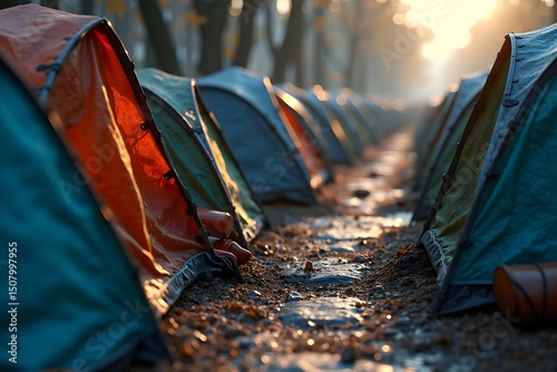 Intricate Tent Encampment in Urban Mosaic Landscape photo