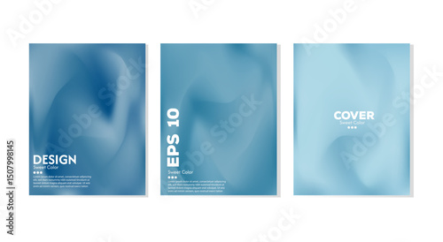 Collection of soft and elegant blue gradient abstract wave backgrounds. Luxurious pastel color combination, product ads, cards, posters and website templates.