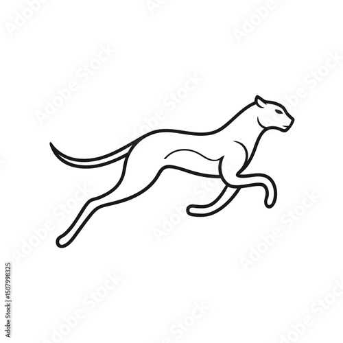 Minimalist outline illustration of a sprinting cheetah in a dynamic and elegant pose.