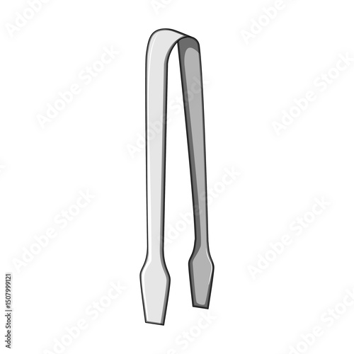 steel sugar cube tongs cartoon vector illustration