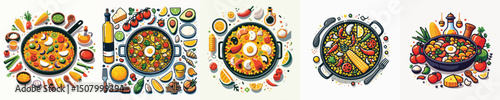 vector set of paella dishes
