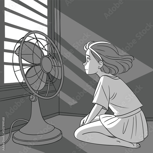 woman with a fan
