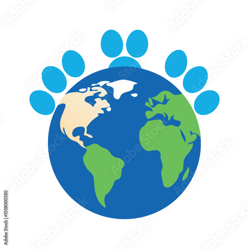 Global pet paw print symbol representing animal rescue and worldwide pet support