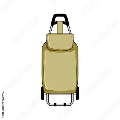 wheels trolley bag cartoon vector illustration