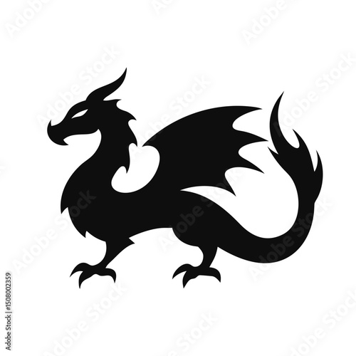 Dragon silhouette, Dragon head, dragon wings silhouette