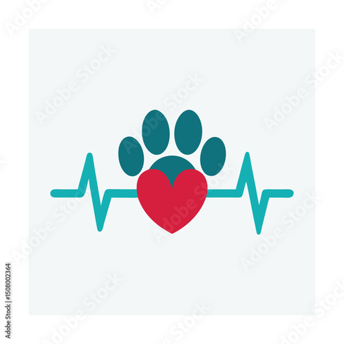 Veterinary heartbeat symbol depicting pet health and wellness for animal healthcare imagery