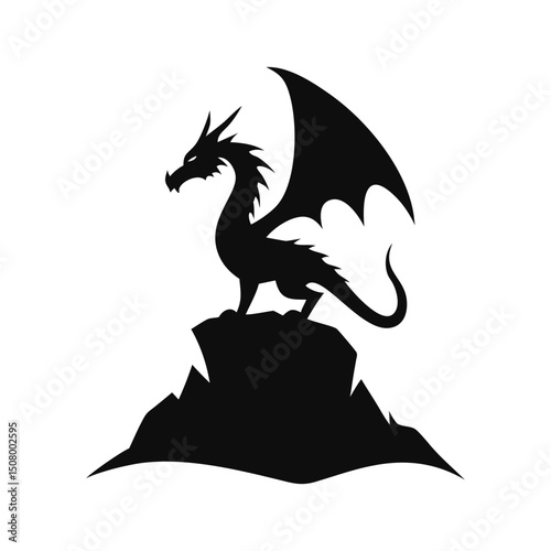 Dragon silhouette, Dragon head, dragon wings silhouette