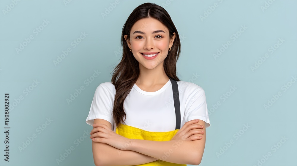 Confident Young Woman with Arms Crossed Smiling Portrait Studio Shot Confident Young Woman with Arms Crossed Smiling Portrait Studio Shot