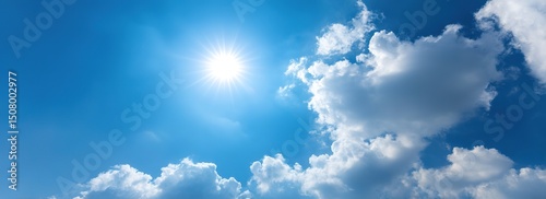 Bright Sunny Day With Cumulus Clouds