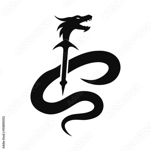 Dragon silhouette, Dragon head, dragon wings silhouette