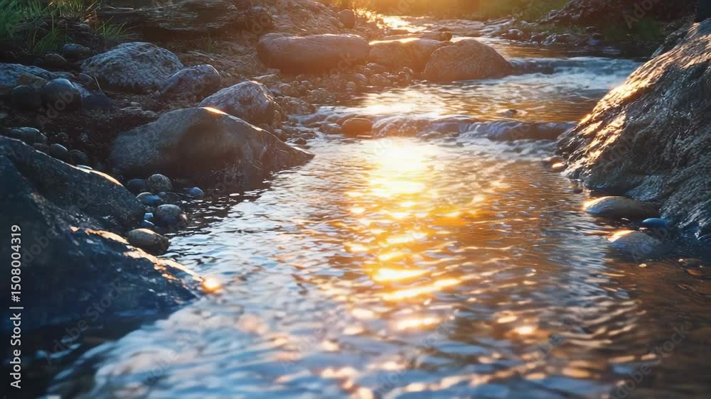 Sunlight streams through a rocky creek