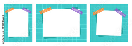 Colorful and playful adhesive tape stickers for daily organization, perfect for planners, journals, and creative projects. Vector set of patches in retro doodle