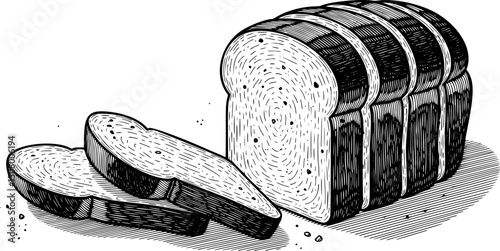 B/W vector illustration of sliced bread, isolated. EPS 10 version.