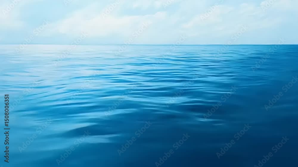 Serene ocean view with gentle waves under a clear sky, evoking tranquility and calmness Serene ocean view with gentle waves under a clear sky, evoking tranquility and calmness