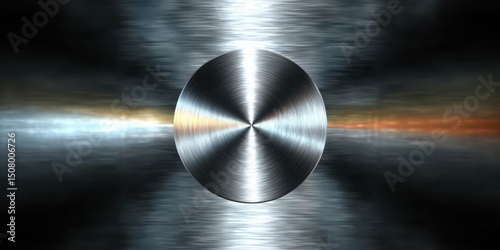 Close up of brushed metal surface with circular pattern photo