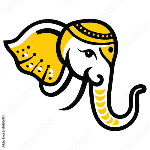 Indian God Ganesha. Vector illustration isolated on white background.