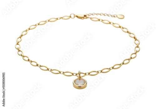Wallpaper Mural Gold chain bracelet with pendant isolated on white background Torontodigital.ca