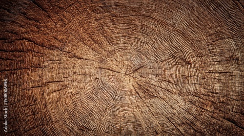 Close up of a tree trunk cut showing the annual rings