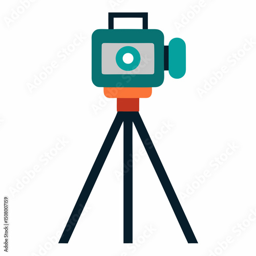 Editable vector of camera setup on tripod. Great for Camera Day blogs, event materials, and teaching resources.