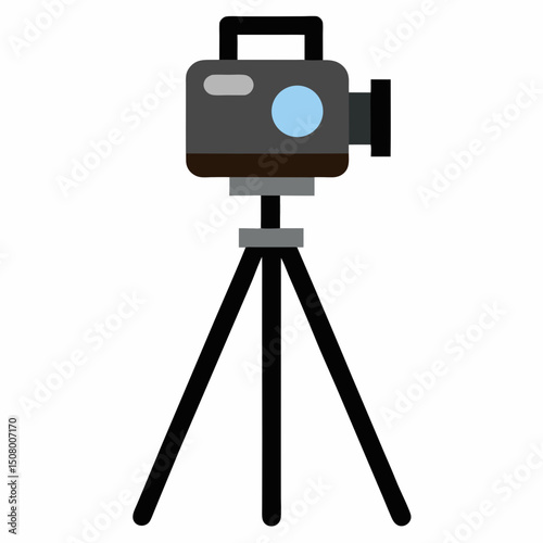 Clean line art vector of camera on tripod for Camera Day content and equipment-focused promotions.