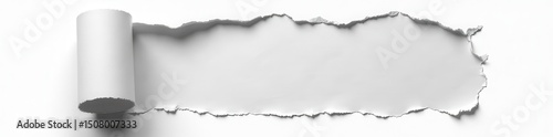 Torn white paper reveals hidden message; distressed edges, crumpled texture, hidden message, faded