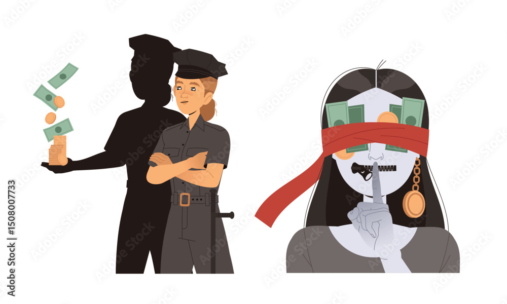Obraz premium Exploring the Intricate Conflict Between Law and Crime A Visual Representation That Grabs Attention
