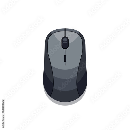 Illustration of a Wireless Computer Mouse with Scroll Wheel on White Background