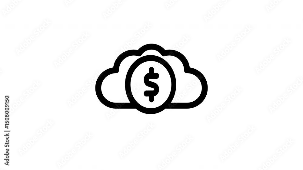 cloud computing minimalist stroke animation