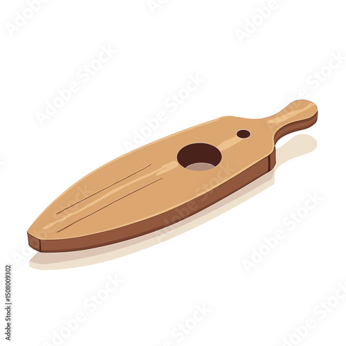 Isometric Wooden Paddle Board with Holes for Wine Glasses and Bottle, Perfect for Outdoor Picnics and Relaxing