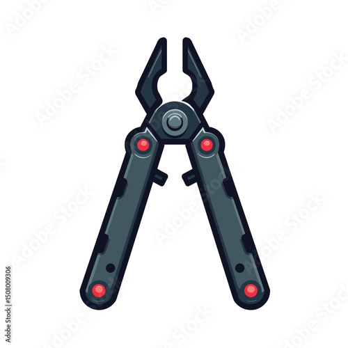 Illustration of a Multitool Pliers with Folded Handles, Isolated on White Background