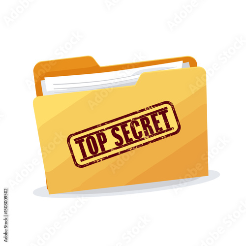 Top Secret Folder Illustration with Confidential Documents, Security and Information Access Control Concept