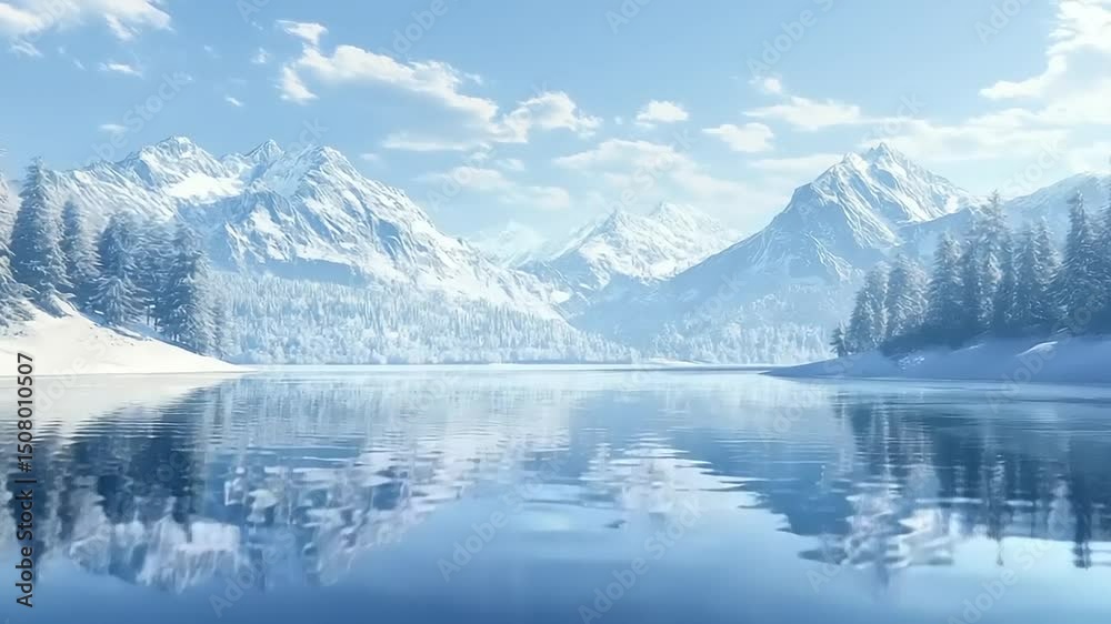 custom made wallpaper toronto digitalSerene winter landscape with snow-capped mountains reflecting in a calm lake under a clear sky