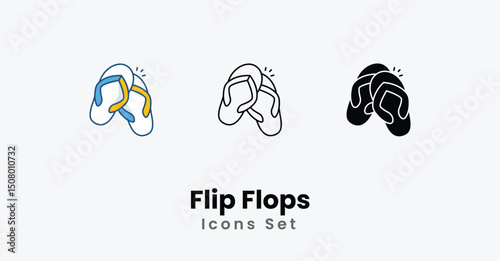 Flip Flops Icons thin line and glyph vector icon stock illustration