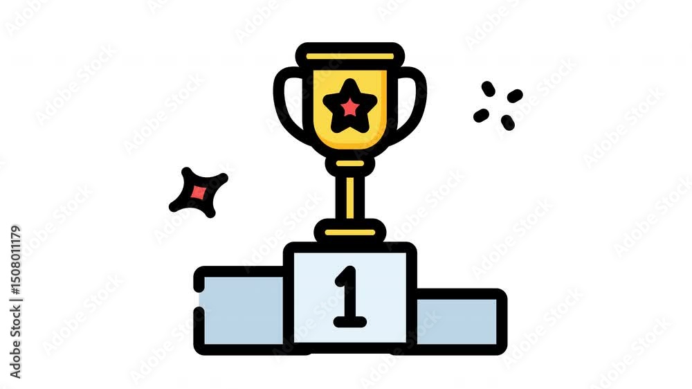 trophy winner podium icon animation for achievement video