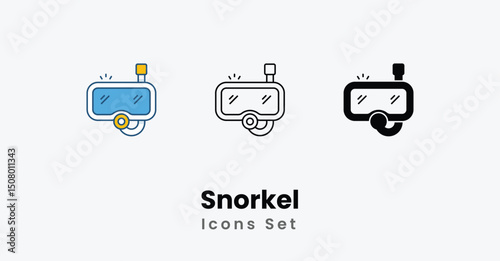 Snorkel Icons thin line and glyph vector icon stock illustration