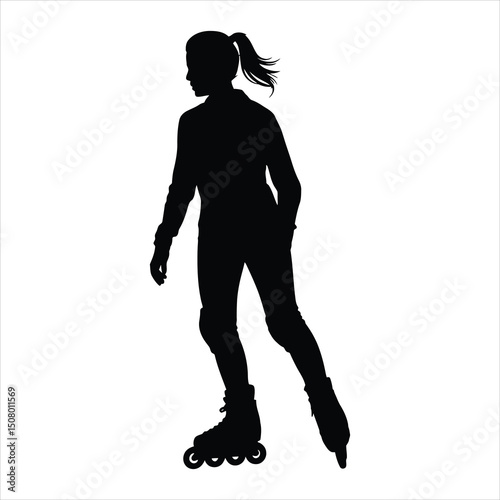 Silhouette of a girl roller skating