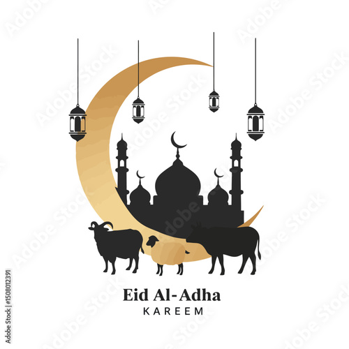 Eid Al-Adha Celebration: Mosque, Moon, and Sacrifice