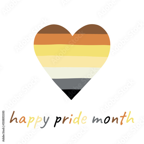 Colorful heart shape Bear brotherhood pride flag Happy pride day LGBTQIA community Pride Month Vector hand drawn doodle for posters, stickers, logo, cards