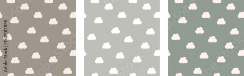 clouds seamless pattern set