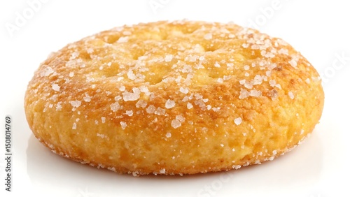 Single Sugar Crusted Shortbread Cookie on a White Background in a Studio Setting
