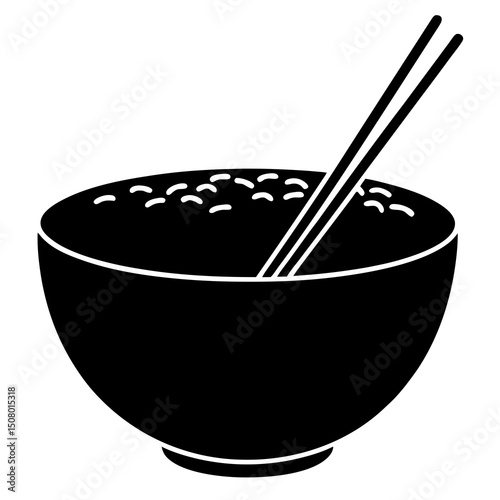 bowl of rice with chopsticks