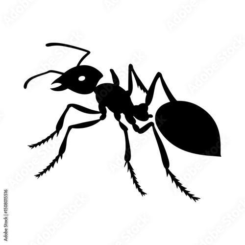 Ant silhouette vector icon illustration on white background 