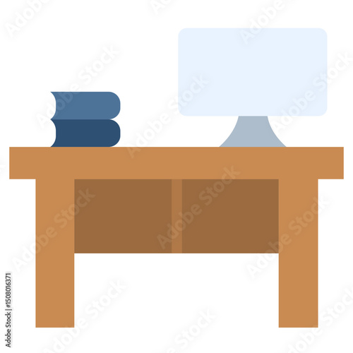 Desk Icon, Flat Design Style Icon, Furniture Icon Vector