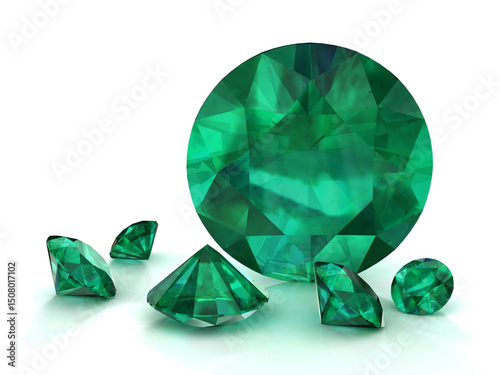 Shiny white emerald illustration (high resolution 3D image) 3D illustration