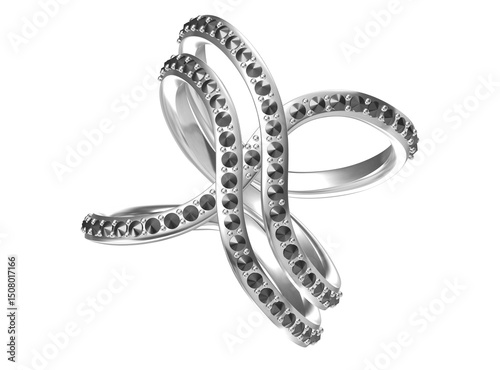 Wedding ring on white background. 3D rendering