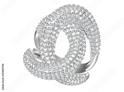 Wedding ring on white background. 3D rendering