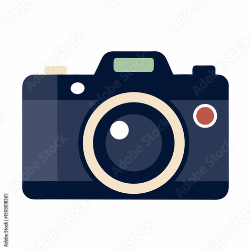 Minimal DSLR camera silhouette vector for photography-themed projects and Camera Day visuals.