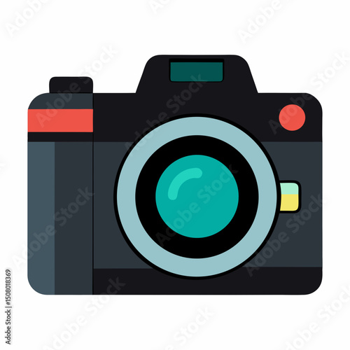 Flat DSLR vector icon for World Photography Day. Great for t-shirts, blogs, and social media graphics.
