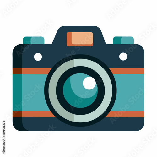 Vector DSLR camera design for Camera Day. Ideal for banners, posters, websites, and photo gear templates.