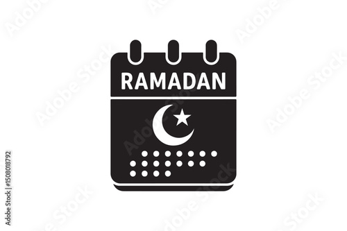 Ramadan calendar silhouette vector art illustration on white background
